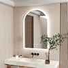 Arch LED Bathroom Mirror Dimmable Light Wall Mirror Time Temperature Display