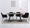 150cm Wooden Dining Table and 4 Velvet Chairs Set Padded Seat Home Kitchen Grey