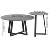 Set of 2 Modern Nesting Coffee Table Round Accent Cafe Table Grey Sintered Stone