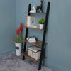 Rustic Brown Ladder Shelving Unit 4 Tier Wall Leaning Bookcase Storage Display