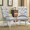 Modern Velvet Dining Chair Nailhead Back Ring Pull Trim Deep Button Tufted Chair