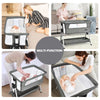 Baby Bedside Crib Portable Travel Cot Bed Mattress Mesh Co-sleeping with Wheels