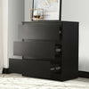 Black 3 Drawers Cabinet Chest of Drawers Side End Table Wood Living Room Modern