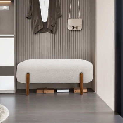 Sherpa End Of Bed Bench Stool Chair Modern Boucle Upholstered Bedroom Footstool