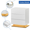 Black White LED Light 3 Drawers Bedside Table High Gloss Cabinet Side End Table