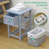 2 x Wood Bedside Tables Night Stand Cabinet Storage Drawer Wicker Baskets UK