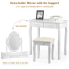 Vanity Dressing Table Set Wooden Mirror Makeup Dresser Table Stool W/ LED Light