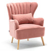 Upholstered Velvet Accent Armchair Queen Wing Back Single Sofa Chair with Stool