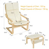 Recliner Leisure Chair Set Wooden Upholstere Lounge Chair w/Footstool Cushion