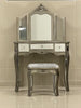 Argent Mirrored 1 Drawer Dressing Table Set. Bedroom Furniture Champagne Silver