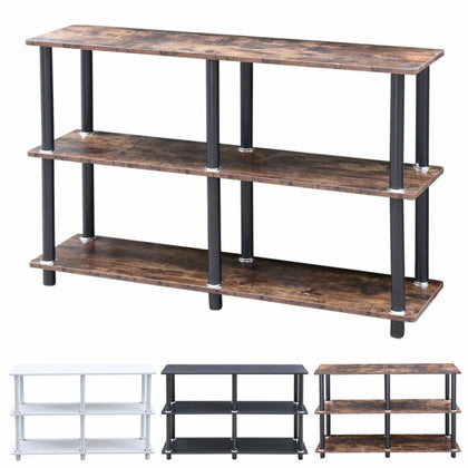 Modern Console Table with 3 Shelves Hall Desk Shelf Storage Furniture Metal Legs