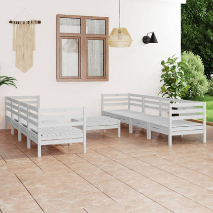 9 Piece Garden Set White Solid Pinewood E4K1