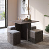 5PC Wooden Dining Table with 4 Storage Stools Compact Space Saver Furniture Grey
