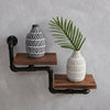 Industrial Pipe Shelf 2-Tier Wall Floating Shelf Wooden Storage Display Shelving