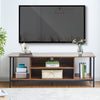 Brown Wooden TV Cabinet Metal Leg with Compartment Shelf Unit Industrial Style
