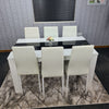 Dining Table Set and 6 4 black white Leather chairs kitchen table set of 4 or 6