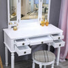 White Dressing Table Mirror 5 Drawer Storage Makeup Vanity Mirror Desk & Stool