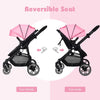 2 in 1 Baby Stroller Foldable Pushchair Reversible Seat With Adjustable Canopy