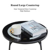 LED Glass Side End table With Wireless Charging Black Round Beside Table