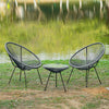 Outdoor Round Dark Grey Furniture Garden Patio Seating Set 2 Chairs &1 Table Set
