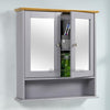 Bathroom Wall Cabinet Storage Cupboard with Mirror Wooden Shelves White Or Grey