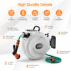 Portable Hose Reel 20+2m Wall Mounted Hose Reel Retractable Auto Rewind Watering