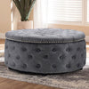 Large Round Upholstered Stool Coffee Table Stand Pouf Chair Pouffe Footrest Grey