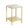 22'' Tall Marble End Table Gold Nightstand Shelf Lamp Photo Vase Books Side Desk