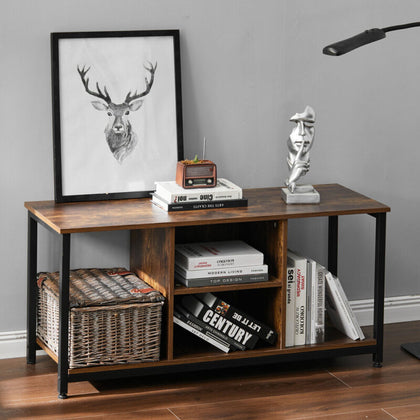Industrial TV Entertainment Stand TV Cabinet Living Room Side Table with Shelves