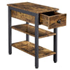 3 Tier End Table with Drawer and Shelves Slim Side Table Nightstands for Bedroom