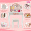 2 in 1 Kids Vanity Table and Chair Set Makeup Dressing Table W/ Mirror & Drawer