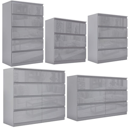 High Gloss Chest of Drawers Tall Wide Bedside Table Cabinet Bedroom Furniture