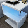 White High Gloss Coffee Table Living Room LED Light Side End Table Home Office