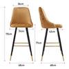2Pcs Velvet High Bar Stools Breakfast Kitchen Counter Chairs Gold Metal Footrest