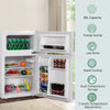 90 L Compact Refrigerator Double Door Cooler Fridge with Removable Glass Shelves