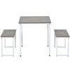 3PCS Dining Table and 2 Benches Set Kitchen Furniture Space-Saving Table Chairs