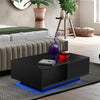 High Gloss Coffee Table Wood Drawer Storage Modern LED Light Black Cabinet MDF