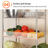 Silver 4-Tier Mesh Rolling Cart Basket Storage Rack Kitchen Serving Trolley Unit