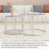 Modern Round Nesting Coffee Tables Set of 2 Glass Top Side End Tables QM