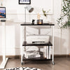 3 Tier Rolling Kitchen Baker's Rack Adjustable Utility Serving Cart W/ 10 Hooks