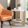 2-Tier White Marble Side Table Round Coffee Table Nightstand Jewellery Storage
