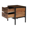 Rustic Wood 2 Drawers Bedside Cabinet Industrial Bedroom Side Table Night Stand
