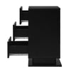 Black White LED Light 3 Drawers Bedside Table High Gloss Cabinet Side End Table