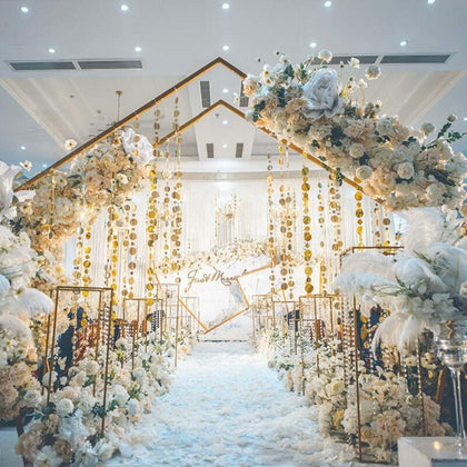 2.5M Gold Balloon Archway Wedding Backdrop Arch Frame Flower Stand Display Decor