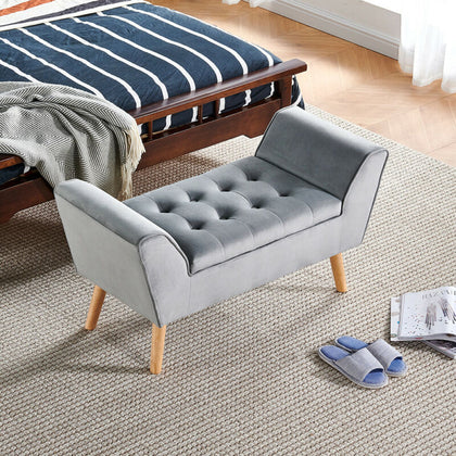 Storage Bench Footstool Ottoman Pouffe Stool Velvet Chair Upholstery Bedroom BN