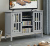 Grey Wood TV Cabinet Stand Unit Sideboard Cupboard Storage Shelves Console