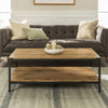 Vintage Industrial Coffee Table with Storage Shelf Rustic Side Table Living Room