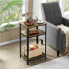 Side Table Rustic Industrial End Telephone Table with 2-Tier Shelves