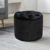 Round Pouffe Stool Seat Diamante Tufted Crushed Velvet Vanity Chair Footstool