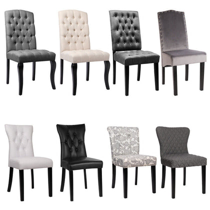 2 4 Dining Chairs Leather Velvet Linen Fabric High Back For Home Commercial Shop